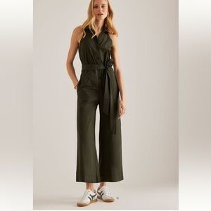 NWT Anthropologie Maeve Crop Halter Jumpsuit: Magic Fabric Edition  Green Sz 0